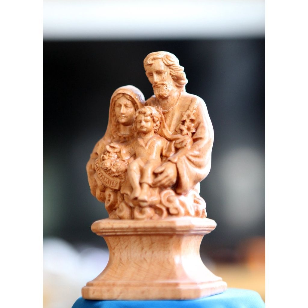 Wooden Holy Family Car Statue – Catholic Dashboard Ornament, Christian Religious Gift, Travel Protection Decor